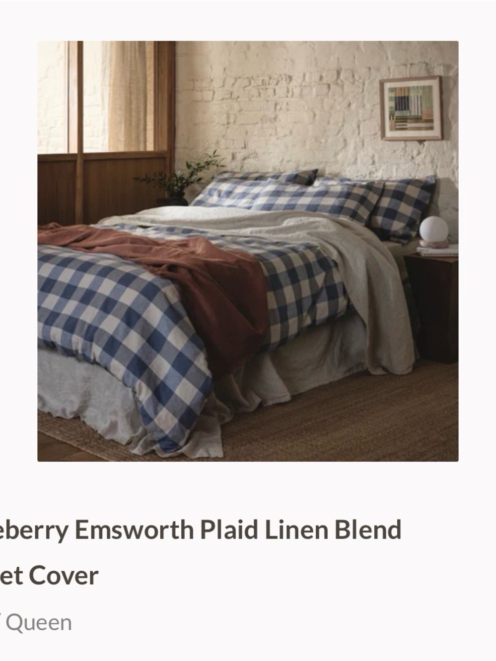 Piglet in Bed Blueberry Plaid Emsworth Full/Queen Duvet and Pillowcase Set - Picture 8 of 9